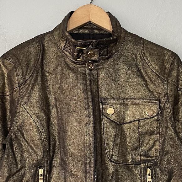 LRL Ralph Lauren Denim Jacket Size Large Black Gold Metallic Grunge Indie Sleaze - Picture 3 of 12